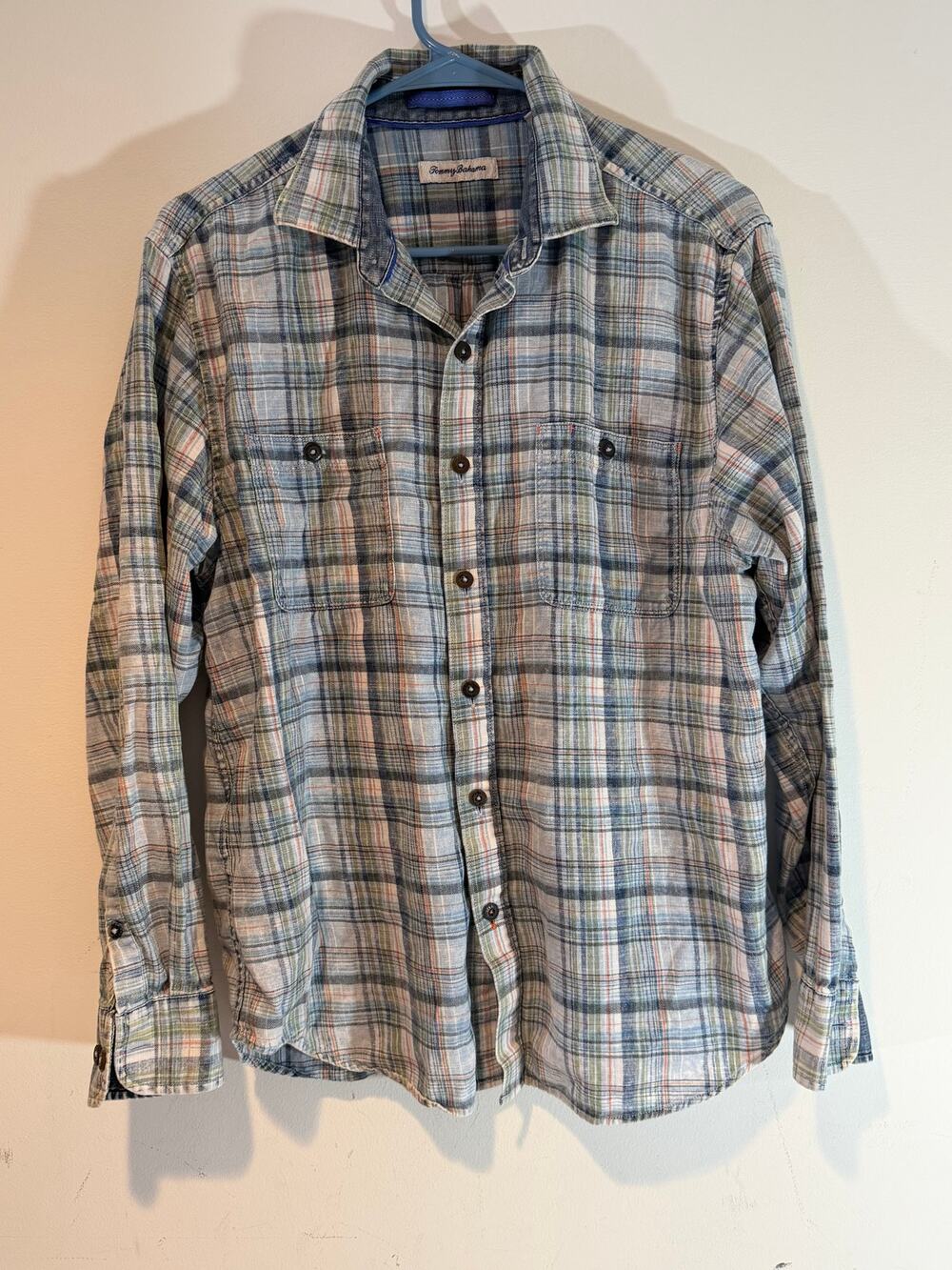 tommy bahama plaid button down flannel size mens medium
